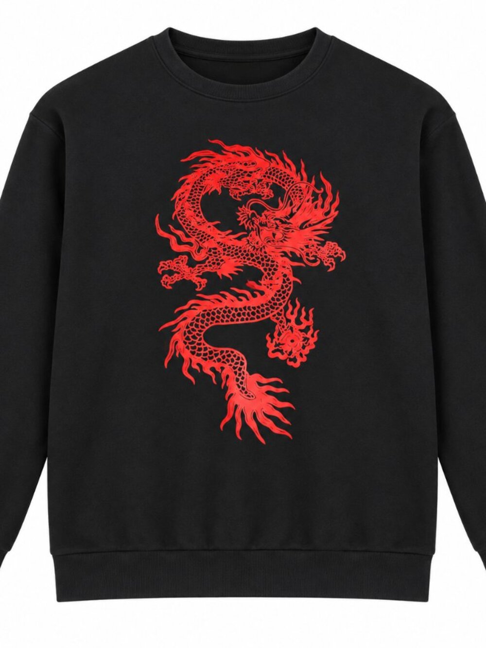 Vintage Black Red Dragon Graphic Sweatshirt Men’s Large Crewneck Streetwear